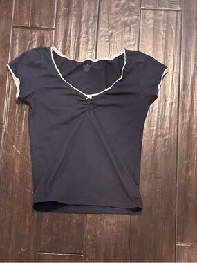 Brandy Melville Navy Top with Contrast Trim